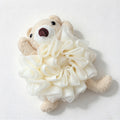 CouldNook Animal Bath Pouf - Bear and Rabbit Faces Around Ruffled Mesh