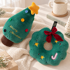 CouldNook Christmas Shaped Cushion - Tree Wreath Candy And Apple Designs