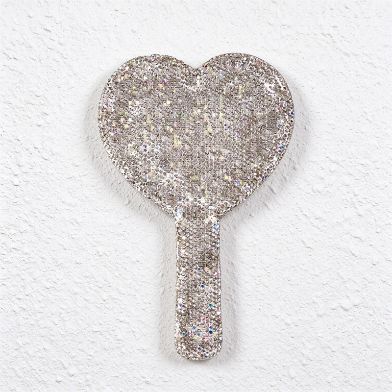 Rhinestone Hand Mirror in Round Heart and Square Designs