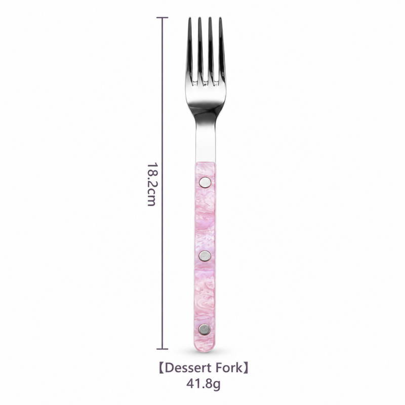 Riveted Table Utensil - Marbled Grips for Dining and Serving