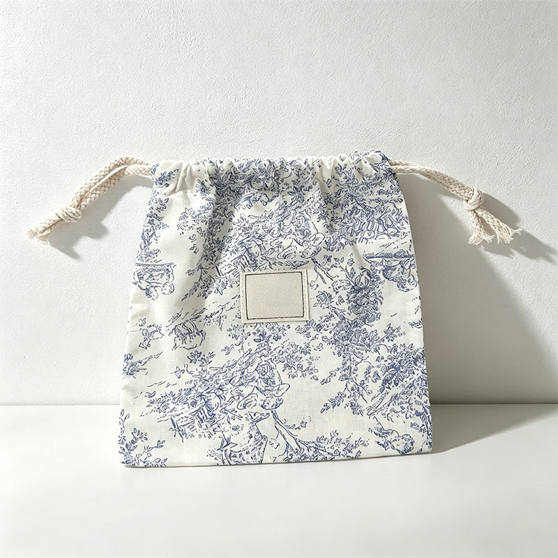 CouldNook Floral Drawstring Storage Pouch - Soft Cotton Utility Bag