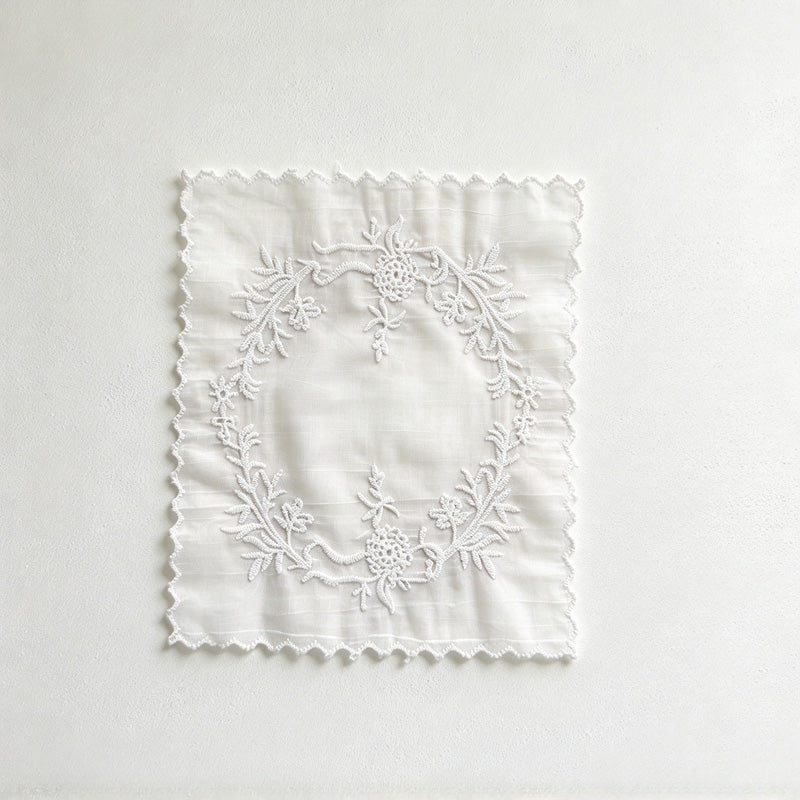 CouldNook Embroidered Lace Table Mat - Floral Stitching And Sheer Panels