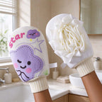 CouldNook Bath Mitt - Smiling Cloud Print and Mesh Reverse