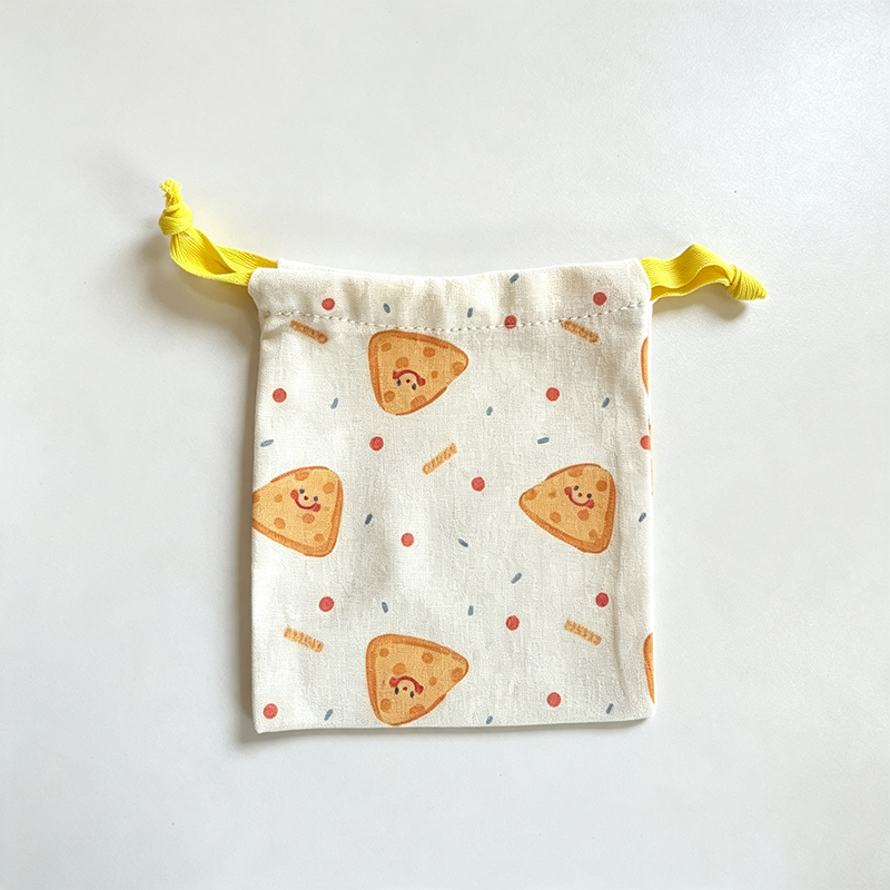 CloudNook Cartoon Print Drawstring Pouch‑Cotton Blend Small Storage Bag