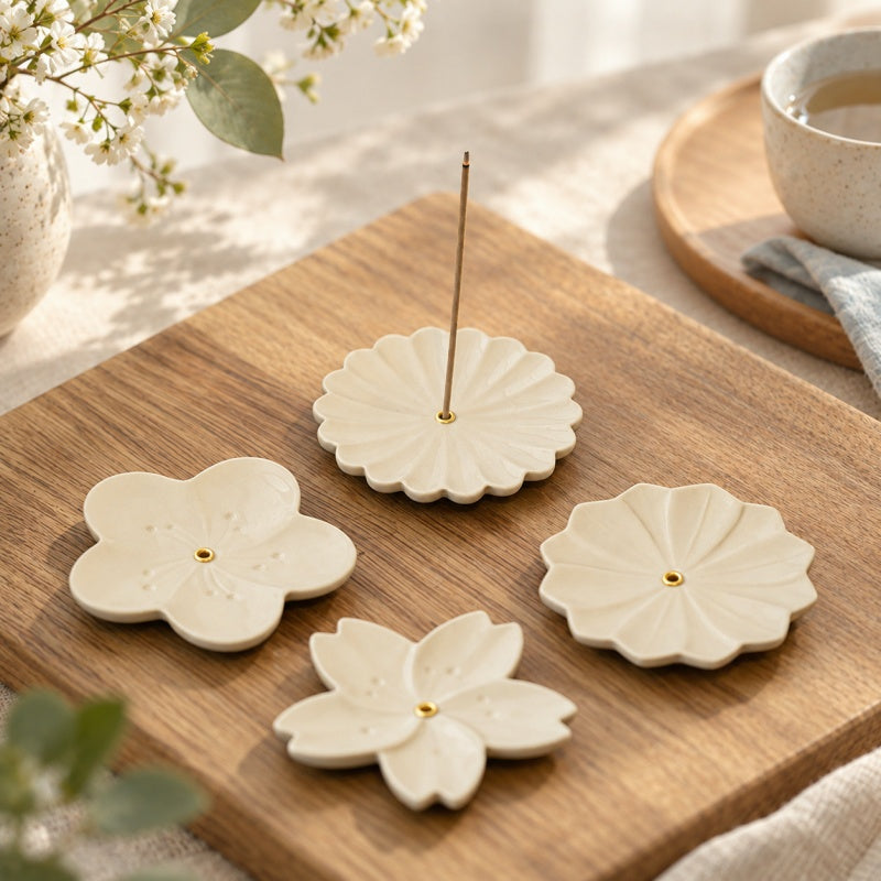 CouldNook Flower Incense Holder - Glazed Petal Dish
