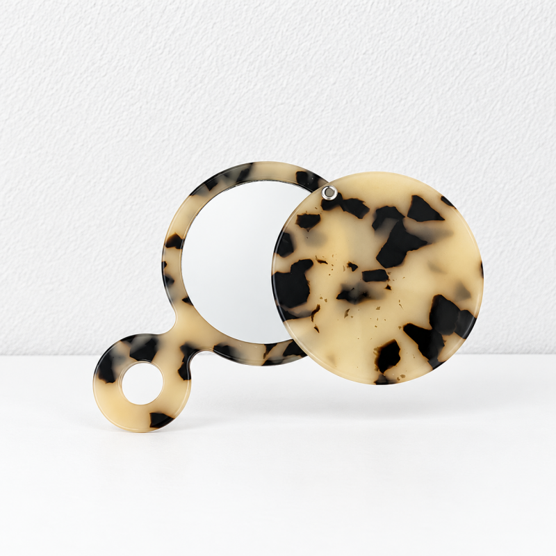 CouldNook Round Hand Mirror - Swivel Cover And Short Loop Handle