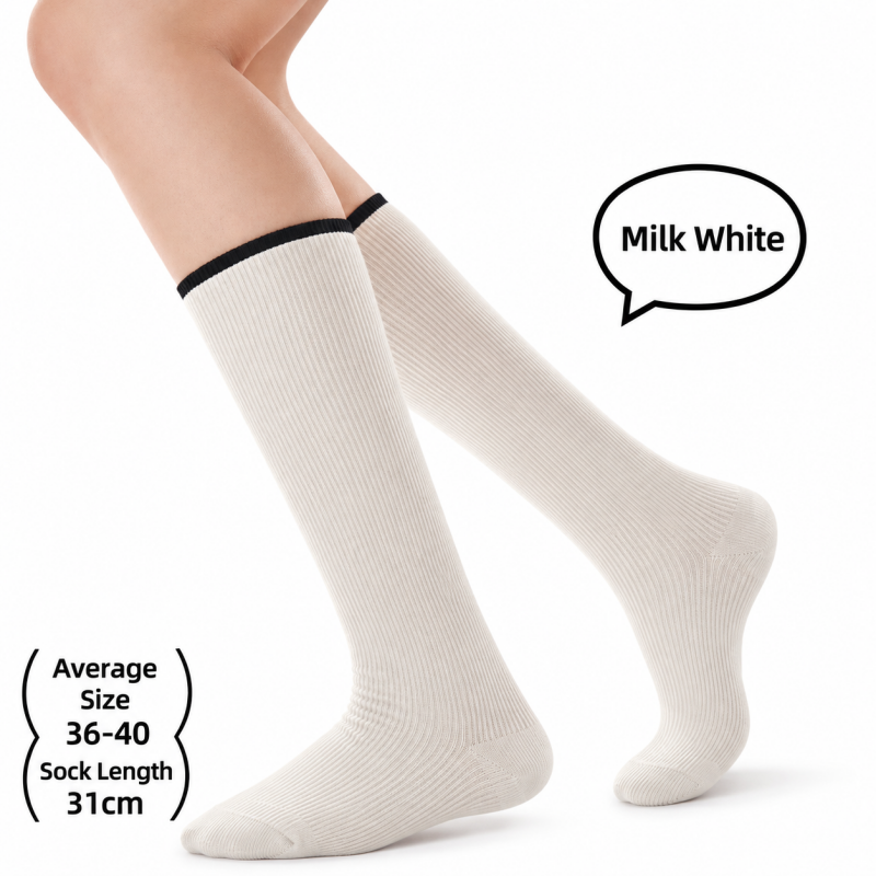 CouldNook Ribbed Calf Socks - Contrast Top Trim