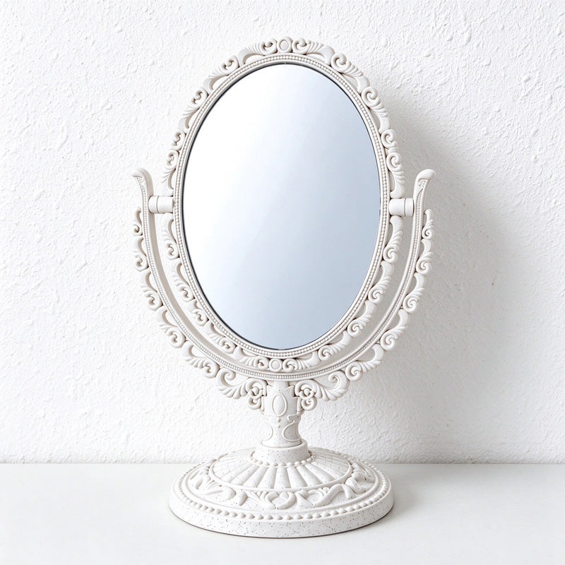 Ornate Tabletop Vanity Mirror with Pivoting Double-Sided Face