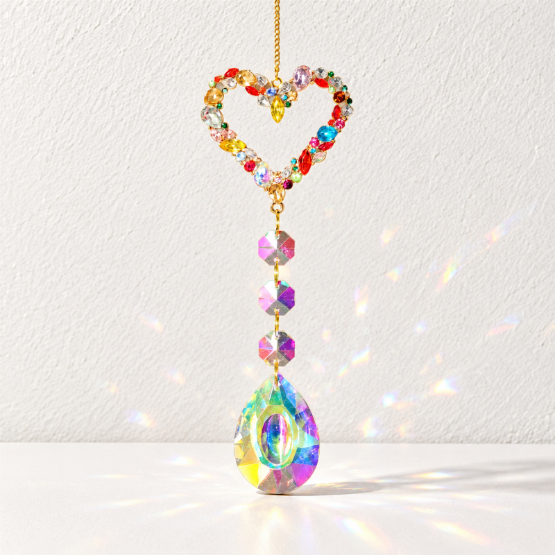 CouldNook Jeweled Suncatcher - Decorative Motifs and Faceted Glass Hanging Drops