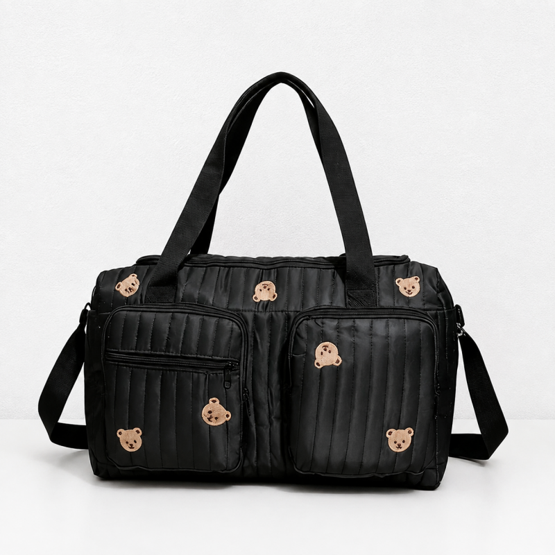 CouldNook Bear Diaper Bag - Quilted Body and Multiple Pockets
