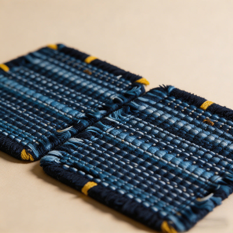 CouldNook Minimalist Hand-Woven Cotton Coaster - Starry Blue Square Mug Mat