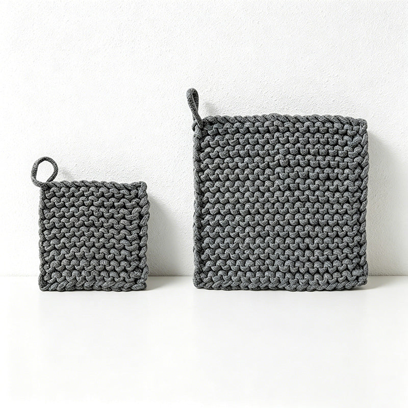 CouldNook Chunky Knit Cotton Trivet - Hand-Woven Square Heat Pad