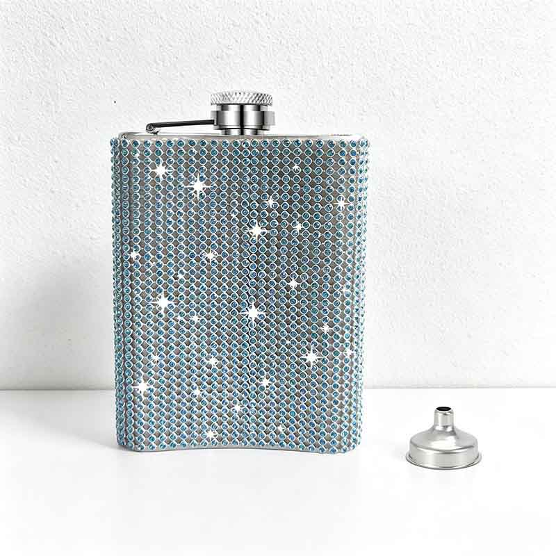 CouldNook 6/8oz Bling Rhinestone Hip Flask - Pocket Size with Funnel (Leopard & Gradient Series)