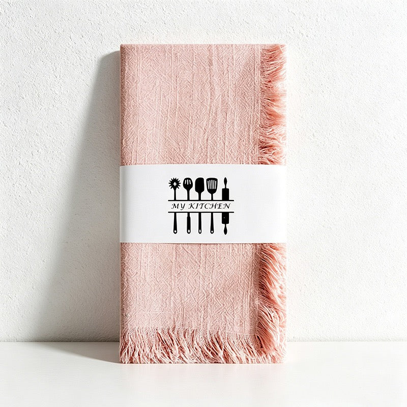 CouldNook Fringed Cotton Linen Napkin - Rustic Wabi-Sabi Dining Cloth
