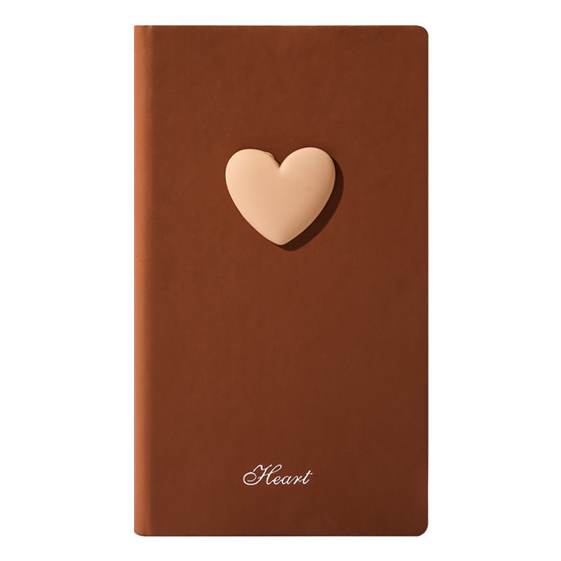 CouldNook 3D Heart Faux Leather Hardcover Notebook / Journal
