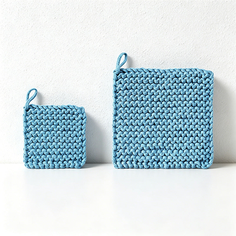 CouldNook Chunky Knit Cotton Trivet - Hand-Woven Square Heat Pad
