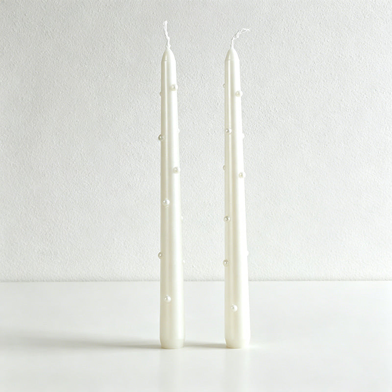 Pearl Elegance Taper Candle Set - Luxury Long Stem Candles for Weddings & Events