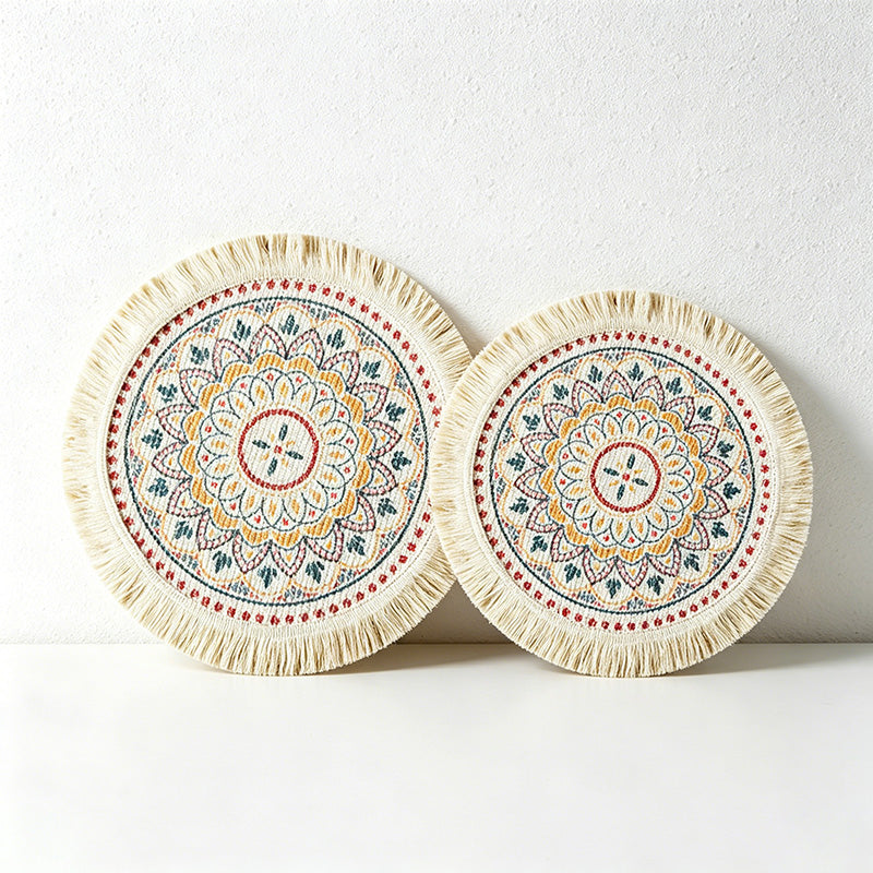 CouldNook Bohemian Fringe Woven Placemat - Printed Boho Dining Mat