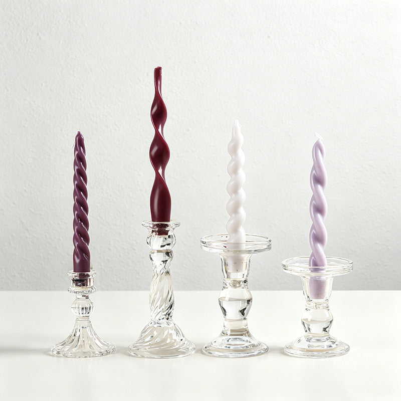 Spiral Taper Candle Set - Set Of 4 Assorted Twisted Candles in Gift Box