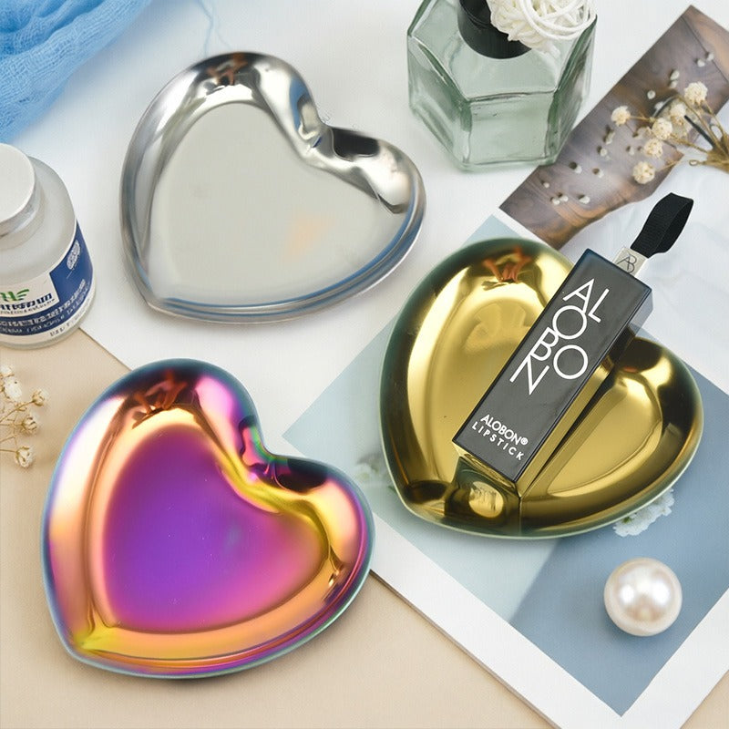 Heart Shape Stainless Steel Trays Plates - Jewelry Cosmetic Organizer Dish