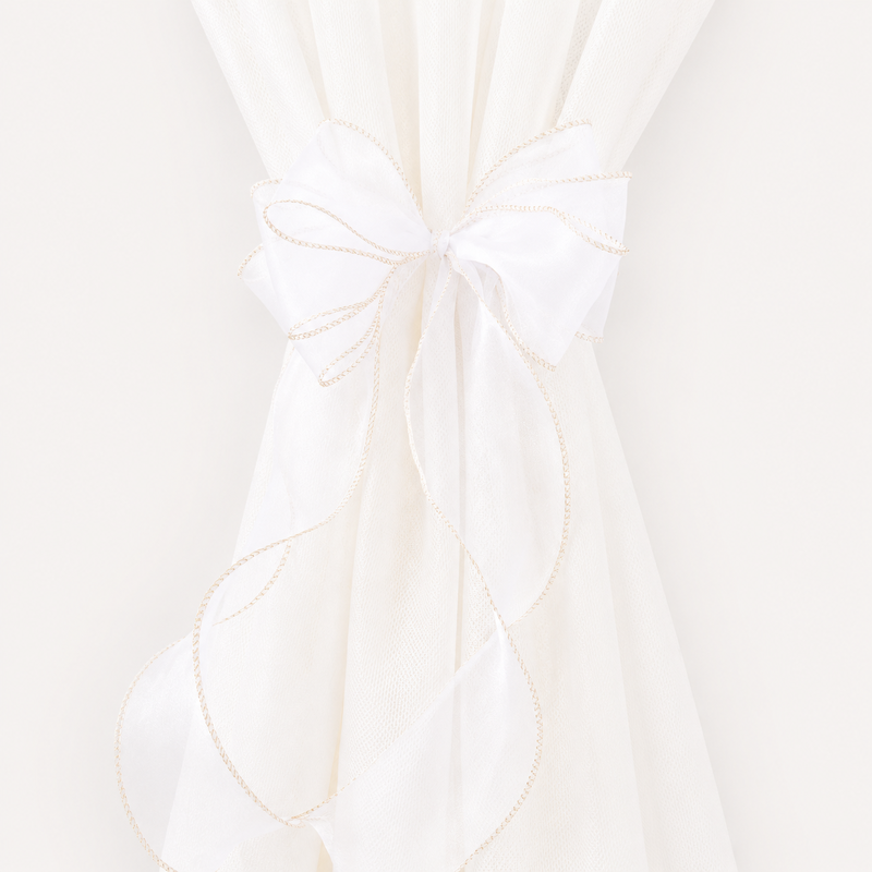CouldNook Lace Embroidery Bow Curtain Tieback 2PCS Set - Window Styling Accent