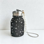 CouldNook 10oz Bling Rhinestone Mini Tumbler - Pearl Handle, Silver Lid (Solid Color Series)