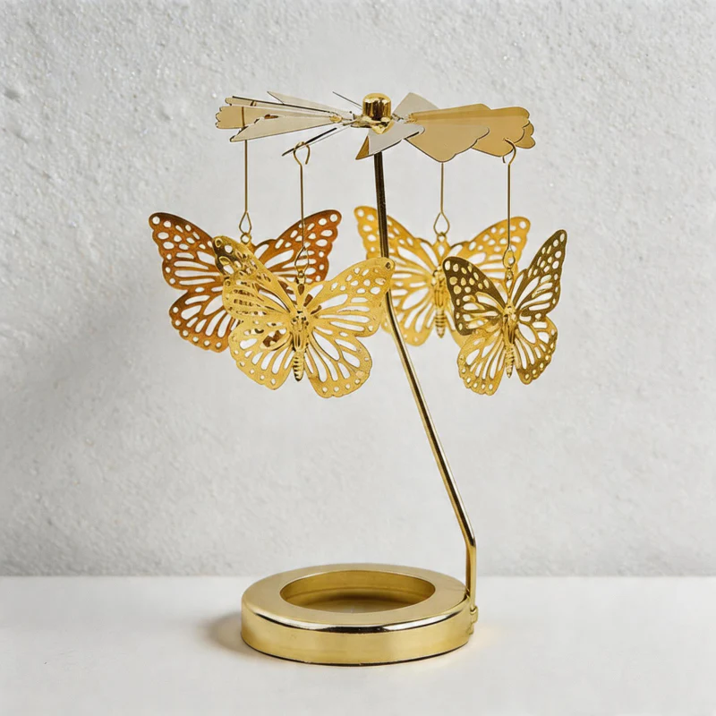 Rotating Carousel Candle Holder Candle Making Kits - Large Golden Spinning Tealight Carousel