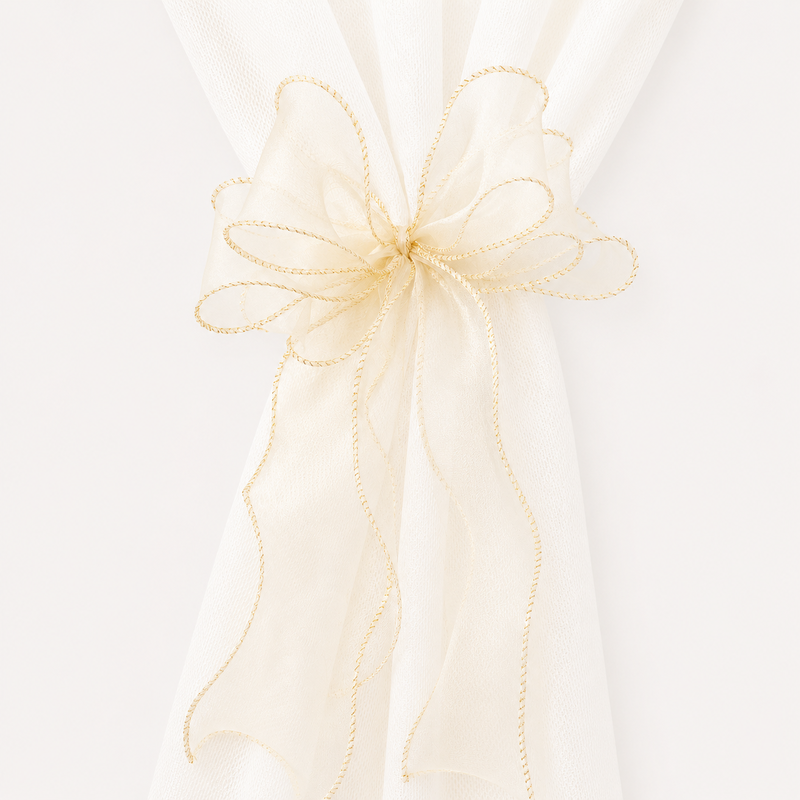 CouldNook Multi Layer Sheer Ribbon Curtain Tieback 2PCS Set - Window Styling Accent