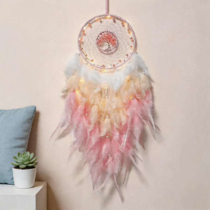 CouldNook Dreamcatcher-Tree of Life Gradient Feather Dream Catcher Wind Chime Hanging Decor