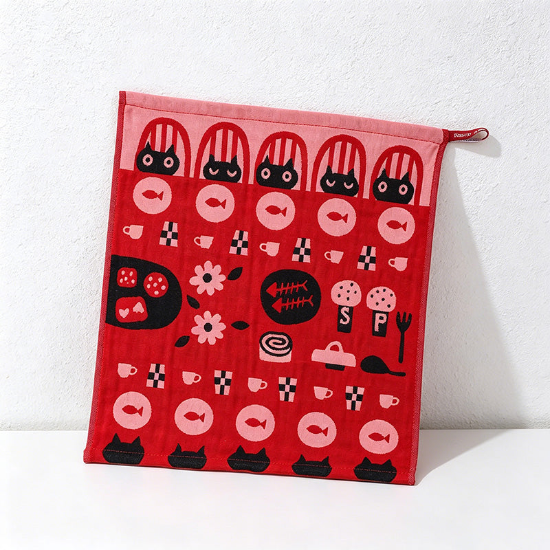 CouldNook Pure Cotton Gauze Cartoon Square Towel - Cute Absorbent Handkerchief