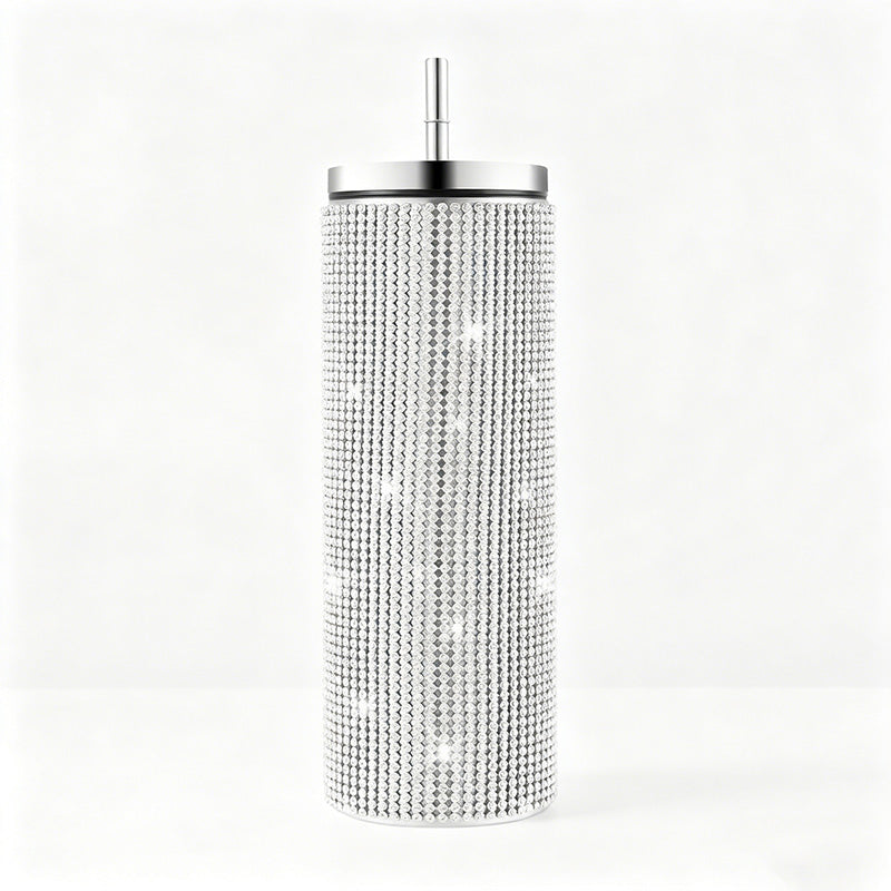 CouldNook 20oz Rhinestone Tumbler-Stainless Steel Vacuum Insulated Straight Body Tumbler with Straw