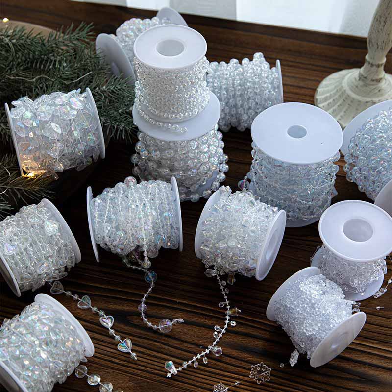 Iridescent Plastic Bead Garland Wall Decor - Christmas Tree Decoration Chain