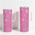 CouldNook 20/30oz Rhinestone Tumbler-Stainless Steel Vacuum Insulated Straight Body Cup with Handle