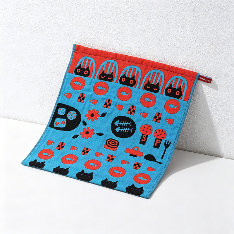 CouldNook Pure Cotton Gauze Cartoon Square Towel - Cute Absorbent Handkerchief