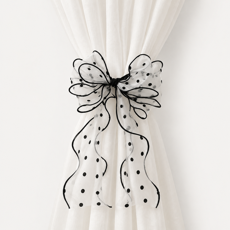CouldNook Lace Embroidery Bow Curtain Tieback 2PCS Set - Window Styling Accent