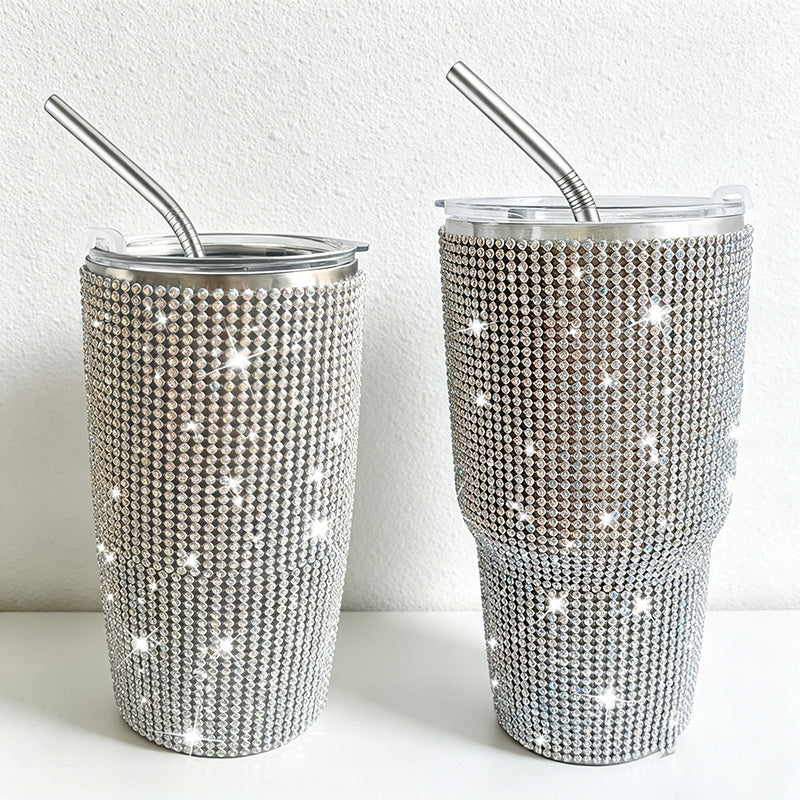 CouldNook 20/30oz Rhinestone Tumbler-Stainless Steel Vacuum Insulated Ice Tumbler with Straw