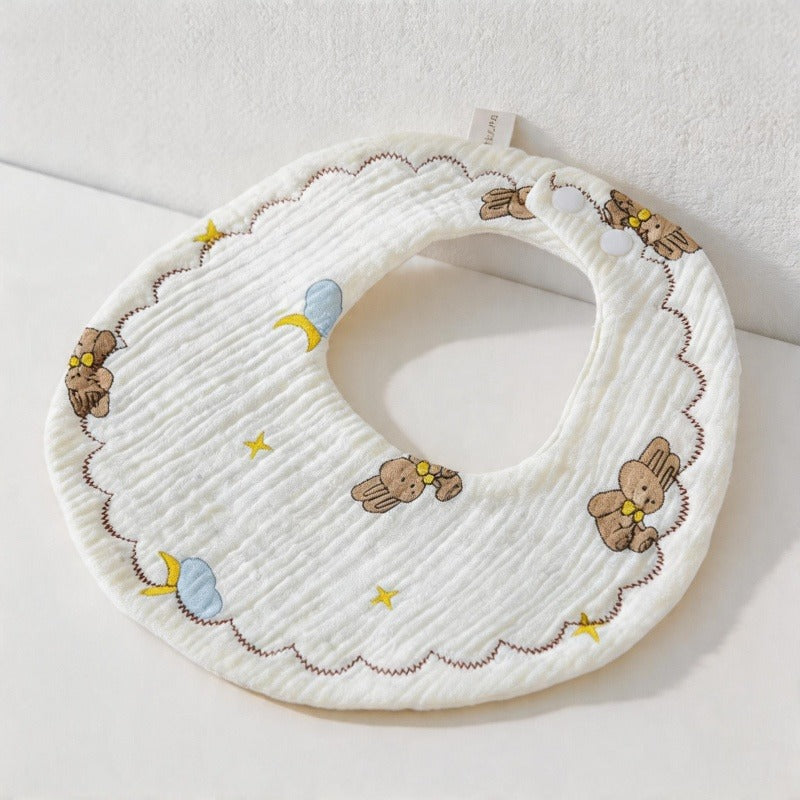 CouldNook Premium Muslin Cotton Baby Bib - Reversible 6-Layer Round Drool Apron(set of 10)
