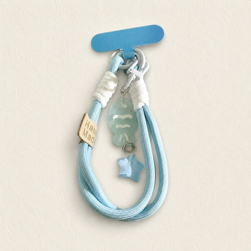 CouldNook Fluffy Pom Lanyard - Crystal Phone Charm
