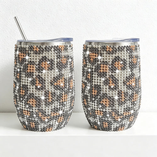 CouldNook 12oz Bling Rhinestone Stemless Wine Tumbler - Clear Lid & Straw (Solid Color Series)
