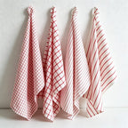 CouldNook 100% Cotton Woven Tea Towel - Classic Plaid & Striped Kitchen Cloth