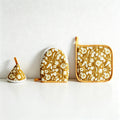 CouldNook Japanese Cotton Oven Mitt & Pot Holder - Yellow Floral Decor