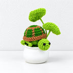CouldNook Crocheted Character Pot Ornament - Colorful Figures And White Pots