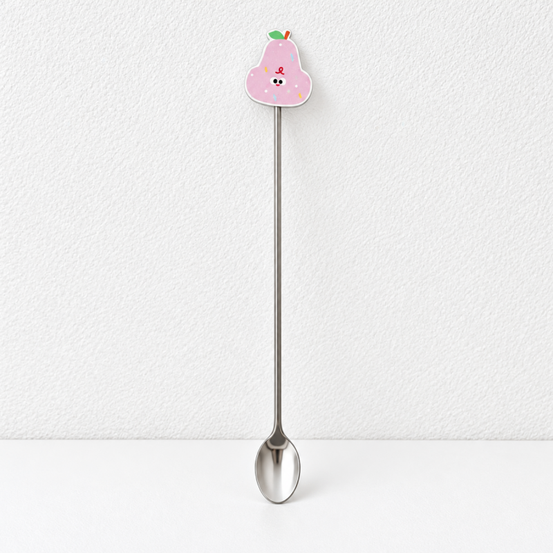 Pear Dessert Utensil - Long Stem and Character Top