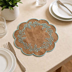 CouldNook Embroidered Round Placemat - Visible Embroidered Detail Home Display