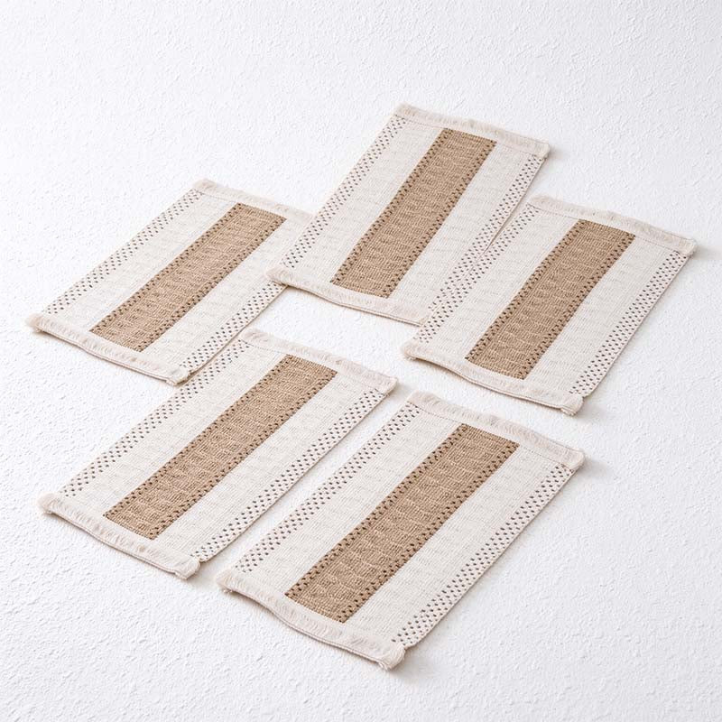 CouldNook Woven Placemat - Textured Patterns and Short Fringed Ends