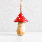 Mushroom Ornament - Paired Red Caps and Twine Loop