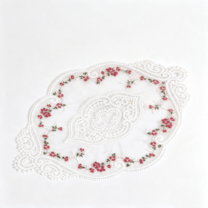 CouldNook French Lace Table Placemat - Rose Embroidered Mat