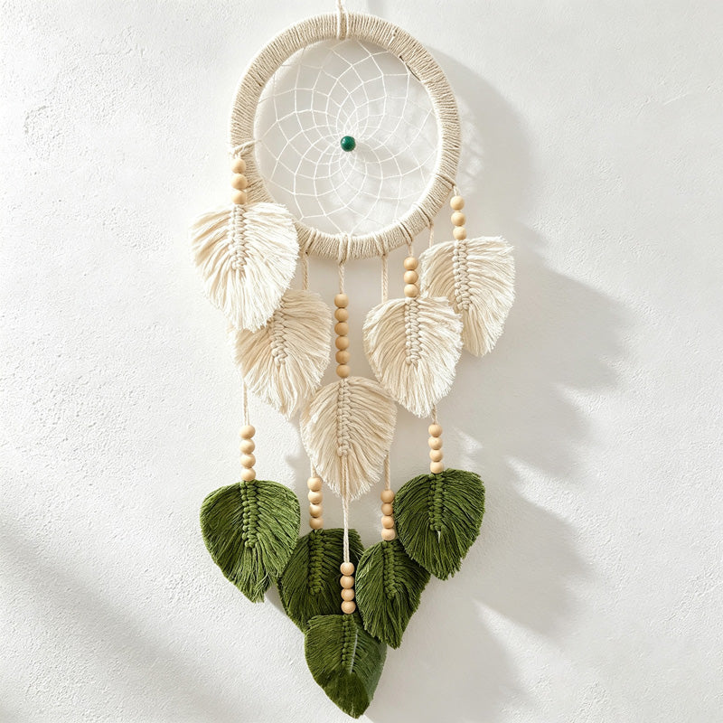 CouldNook Leaf Dreamcatcher - Botanical Green Woven Wall Hanging