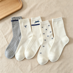 CouldNook Bow Embroidered Crew Socks - Gentle Outfit Accent