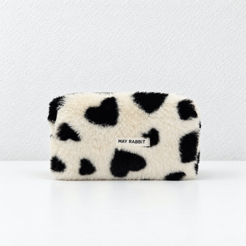 CouldNook Heart Pattern Pouch - Plush Texture and Zip Opening